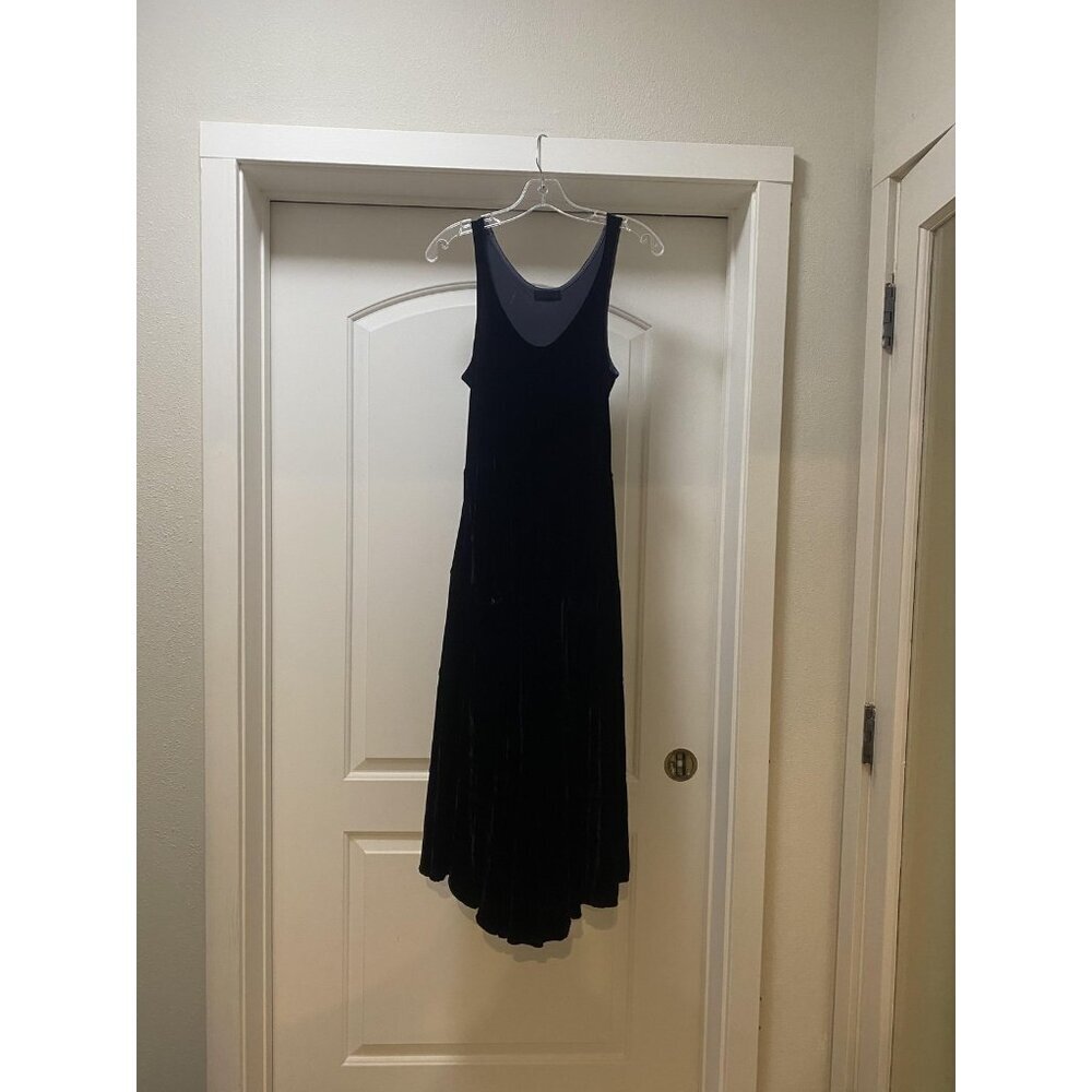 CP Shades Dress Womens XS Blue Velvet Maxi Tank Pockets Made USA